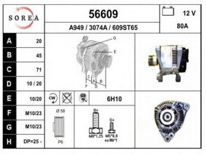 EAI 56609 kintamosios srovės generatorius 
 Elektros įranga -> Kint. sr. generatorius/dalys -> Kintamosios srovės generatorius
12311247288, 12311247310