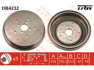 TRW DB4232 stabdžių būgnas 
 Stabdžių sistema -> Būgninis stabdys -> Stabdžių būgnas
4351156B00, 4351156B00