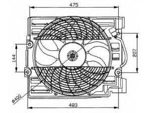 NRF 47029 ventiliatorius, radiatoriaus 
 Aušinimo sistema -> Oro aušinimas
64548370993, 64548371362, 64548380774