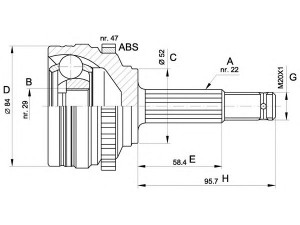 OPEN PARTS CVJ5388.10 jungčių komplektas, kardaninis velenas 
 Ratų pavara -> Sujungimai/komplektas
96243571, 96257803, 96298465, 96298466