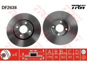 TRW DF2638 stabdžių diskas 
 Dviratė transporto priemonės -> Stabdžių sistema -> Stabdžių diskai / priedai
1661467, 1664467, 5024174, 5026674