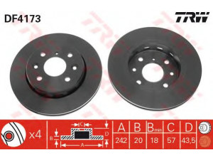 TRW DF4173 stabdžių diskas 
 Dviratė transporto priemonės -> Stabdžių sistema -> Stabdžių diskai / priedai
0K2AA33251A, 0K2AA33251B, 0K2AA33251C
