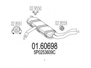 MTS 01.60698 galinis duslintuvas 
 Išmetimo sistema -> Duslintuvas
5P0253609C