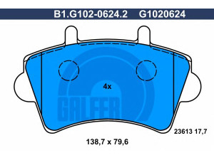 GALFER B1.G102-0624.2 stabdžių trinkelių rinkinys, diskinis stabdys 
 Techninės priežiūros dalys -> Papildomas remontas
41060-00QAD, 16 05 980, 44 02 993