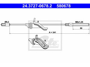 ATE 24.3727-0678.2 trosas, stovėjimo stabdys 
 Stabdžių sistema -> Valdymo svirtys/trosai
1676740, 3M51-2853-CC