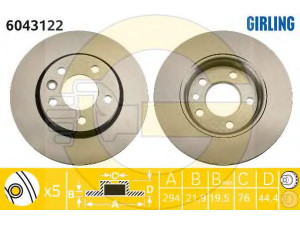 GIRLING 6043122 stabdžių diskas 
 Dviratė transporto priemonės -> Stabdžių sistema -> Stabdžių diskai / priedai
7H0615601B