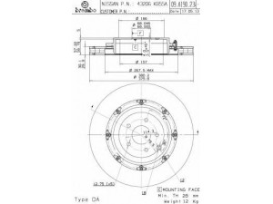 BREMBO 09.A190.23 stabdžių diskas 
 Dviratė transporto priemonės -> Stabdžių sistema -> Stabdžių diskai / priedai
43206KB55A