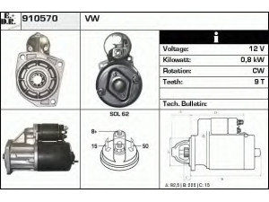 EDR 910570 starteris 
 Elektros įranga -> Starterio sistema -> Starteris
055911023A, 055911023AX