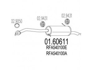 MTS 01.60611 galinis duslintuvas 
 Išmetimo sistema -> Duslintuvas
RFA540100A, RFA540100E