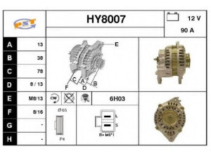 SNRA HY8007 kintamosios srovės generatorius 
 Elektros įranga -> Kint. sr. generatorius/dalys -> Kintamosios srovės generatorius
A3T45691, A3T45693, A3T45694, MD149750