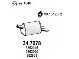 ASSO 34.7078 galinis duslintuvas 
 Išmetimo sistema -> Duslintuvas
5852045, 5852735, 5852960, 5852984