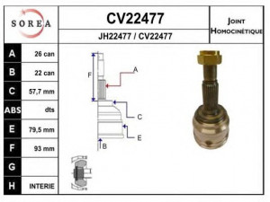 EAI CV22477K jungčių komplektas, kardaninis velenas