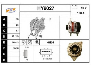 SNRA HY8027 kintamosios srovės generatorius 
 Elektros įranga -> Kint. sr. generatorius/dalys -> Kintamosios srovės generatorius
A3TA5491, A3TA5492, A3TA7791, A3TB0291