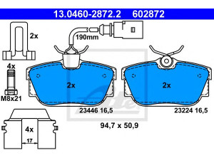 ATE 13.0460-2872.2 stabdžių trinkelių rinkinys, diskinis stabdys 
 Techninės priežiūros dalys -> Papildomas remontas
1133448, 1386603, 5M21-2M008-BB