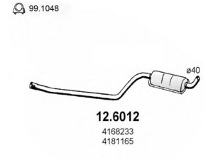 ASSO 12.6012 vidurinis duslintuvas 
 Išmetimo sistema -> Duslintuvas
4168233, 4181165, 4335341