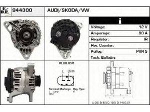 EDR 944300 kintamosios srovės generatorius 
 Elektros įranga -> Kint. sr. generatorius/dalys -> Kintamosios srovės generatorius
06B903016A, 06B903016D
