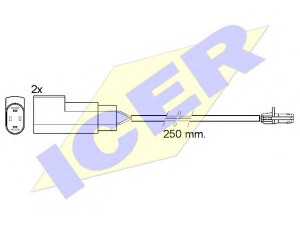 ICER 610412 E C įspėjimo kontaktas, stabdžių trinkelių susidėvėjimas 
 Stabdžių sistema -> Susidėvėjimo indikatorius, stabdžių trinkelės