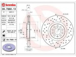 BREMBO 09.7880.1X stabdžių diskas 
 Stabdžių sistema -> Diskinis stabdys -> Stabdžių diskas
8L0615301, 8N0615301A, 8N0615301A