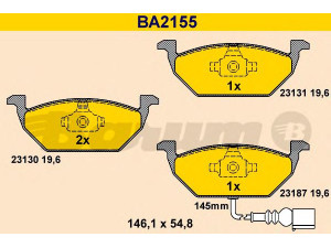 BARUM BA2155 stabdžių trinkelių rinkinys, diskinis stabdys 
 Techninės priežiūros dalys -> Papildomas remontas
1J0 698 151 D, 1J0 698 151 E, 1J0 698 151 G