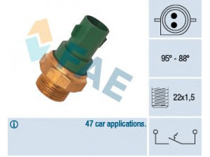 FAE 37240 temperatūros jungiklis, radiatoriaus ventiliatorius 
 Aušinimo sistema -> Siuntimo blokas, aušinimo skysčio temperatūra
6146108, 6146110, 6168439, 6169113
