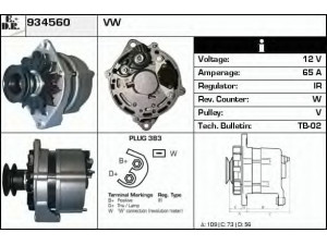 EDR 934560 kintamosios srovės generatorius 
 Elektros įranga -> Kint. sr. generatorius/dalys -> Kintamosios srovės generatorius
068903017M, 068903017MX, 068903031D