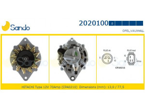 SANDO 2020100.0 kintamosios srovės generatorius 
 Elektros įranga -> Kint. sr. generatorius/dalys -> Kintamosios srovės generatorius
8970417900, 8971131180, 1204144