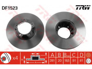 TRW DF1523 stabdžių diskas 
 Stabdžių sistema -> Diskinis stabdys -> Stabdžių diskas
281615283A
