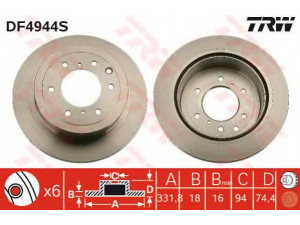 TRW DF4944S stabdžių diskas 
 Stabdžių sistema -> Diskinis stabdys -> Stabdžių diskas
4615A037