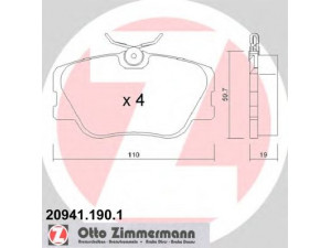 ZIMMERMANN 20941.190.1 stabdžių trinkelių rinkinys, diskinis stabdys 
 Techninės priežiūros dalys -> Papildomas remontas
00 142 012 2005, 000 420 9920, 0004 209 920 0005