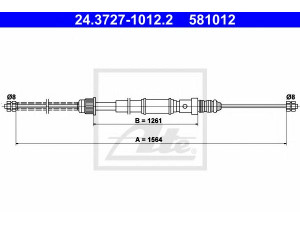 ATE 24.3727-1012.2 trosas, stovėjimo stabdys 
 Stabdžių sistema -> Valdymo svirtys/trosai
77 00 781 393, 77 00 816 858