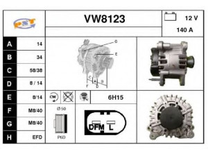 SNRA VW8123 kintamosios srovės generatorius 
 Elektros įranga -> Kint. sr. generatorius/dalys -> Kintamosios srovės generatorius
03C903025D