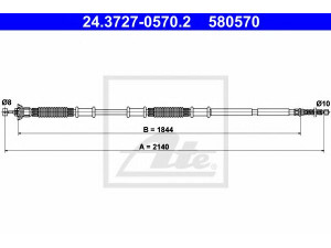 ATE 24.3727-0570.2 trosas, stovėjimo stabdys 
 Stabdžių sistema -> Valdymo svirtys/trosai
51750480