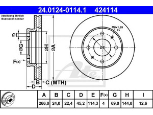 ATE 24.0124-0114.1 stabdžių diskas 
 Dviratė transporto priemonės -> Stabdžių sistema -> Stabdžių diskai / priedai
MB366080, MB500968, MB500969