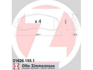 ZIMMERMANN 21626.155.1 stabdžių trinkelių rinkinys, diskinis stabdys 
 Techninės priežiūros dalys -> Papildomas remontas
410606F625, 410606F626, 4106099B25