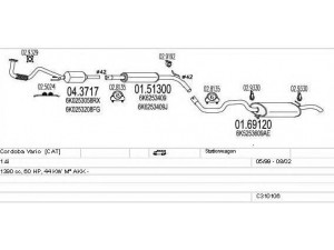 MTS C310106007006 išmetimo sistema 
 Išmetimo sistema -> Išmetimo sistema, visa