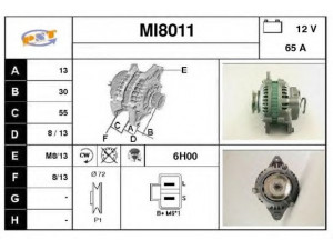 SNRA MI8011 kintamosios srovės generatorius 
 Elektros įranga -> Kint. sr. generatorius/dalys -> Kintamosios srovės generatorius
A2T00991, MD097405, MD099624, MD102084