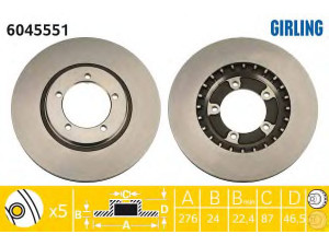 GIRLING 6045551 stabdžių diskas 
 Stabdžių sistema -> Diskinis stabdys -> Stabdžių diskas
MR289617