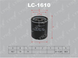 LYNXauto LC-1610 alyvos filtras 
 Techninės priežiūros dalys -> Techninės priežiūros intervalai
1007705, 1007706, 1070521, 1455760