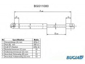 BUGIAD BGS11080 dujinė spyruoklė, bagažinė 
 Priedai -> Bagažinė/pakrovimo skyrius
5802A007, 5802A008, 8731.Q1