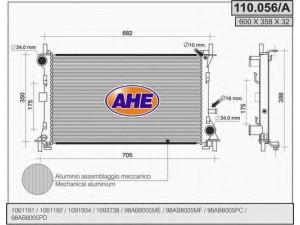 AHE 110.056/A radiatorius, variklio aušinimas 
 Aušinimo sistema -> Radiatorius/alyvos aušintuvas -> Radiatorius/dalys
98AB8005PD