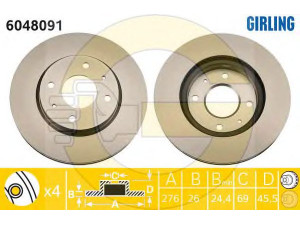 GIRLING 6048091 stabdžių diskas 
 Stabdžių sistema -> Diskinis stabdys -> Stabdžių diskas
MR510741, MR510742, MR527825