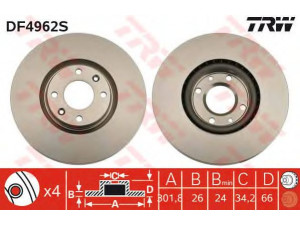 TRW DF4962S stabdžių diskas 
 Dviratė transporto priemonės -> Stabdžių sistema -> Stabdžių diskai / priedai
424964, 424981, 424986, 4249J8