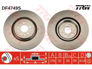 TRW DF4749S stabdžių diskas 
 Dviratė transporto priemonės -> Stabdžių sistema -> Stabdžių diskai / priedai
51733051, 51768587