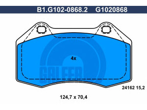 GALFER B1.G102-0868.2 stabdžių trinkelių rinkinys, diskinis stabdys 
 Techninės priežiūros dalys -> Papildomas remontas
77 01 208 218, 86 71 016 704