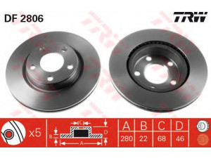 TRW DF2806 stabdžių diskas 
 Dviratė transporto priemonės -> Stabdžių sistema -> Stabdžių diskai / priedai
8E0615301B, 8E0615301D, 8E0615301P