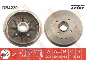 TRW DB4220 stabdžių būgnas 
 Stabdžių sistema -> Būgninis stabdys -> Stabdžių būgnas
424741, 424745, 424741, 424745