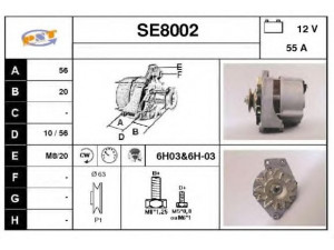 SNRA SE8002 kintamosios srovės generatorius 
 Elektros įranga -> Kint. sr. generatorius/dalys -> Kintamosios srovės generatorius
03190323B, 036903025B