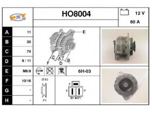 SNRA HO8004 kintamosios srovės generatorius 
 Elektros įranga -> Kint. sr. generatorius/dalys -> Kintamosios srovės generatorius
31100PC6004