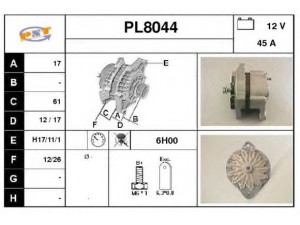 SNRA PL8044 kintamosios srovės generatorius
4152101, 4152612, 4174626, 77138410