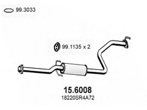 ASSO 15.6008 vidurinis duslintuvas 
 Išmetimo sistema -> Duslintuvas
18220SR4307, 18220SR4A72, 18220SR4A73